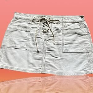 AMERICAN EAGLE cotton tan short skirt, lace up front, women's size 8